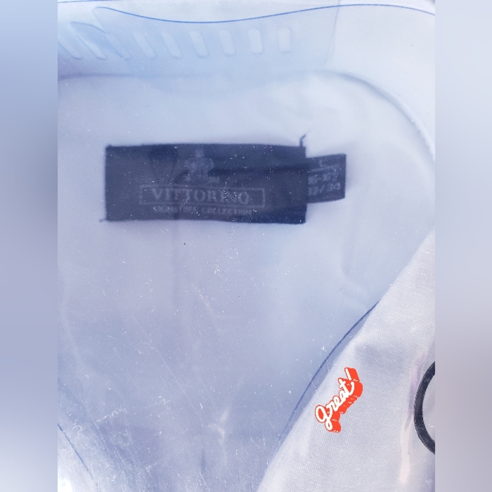 Vittorino Men's White Dress Shirt With Bow Tie Sz-L 16-½ 33-34 - Picture 4 of 8